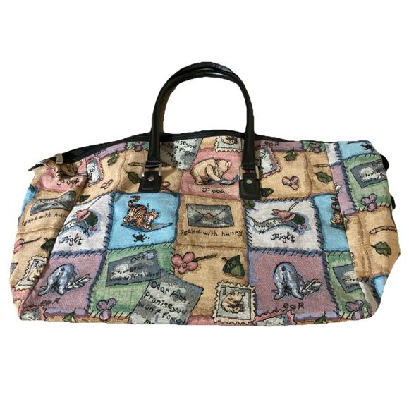 Disney Winnie the Pooh Tapestry Duffel Bag XXL Vtg Weekender Carry-on Travel Bag - Picture 3 of 11